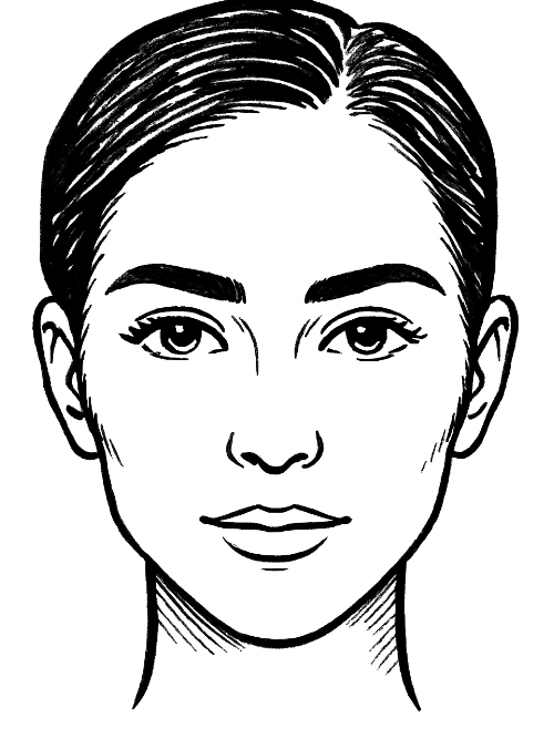 Illustration of an diamond face shape for hairstyle and styling guide